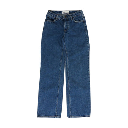 Blue Mid Rise Wide Leg Jeans