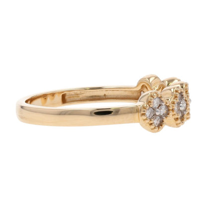 1/4 Ct 14K Gold Bead Edge Diamond Clover Band