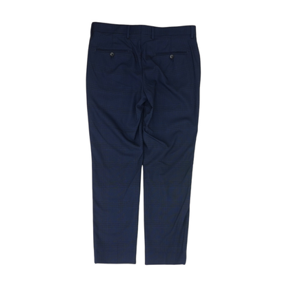 Navy Plaid Straight Pants