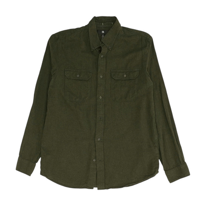 Green Solid Flannel Button Down