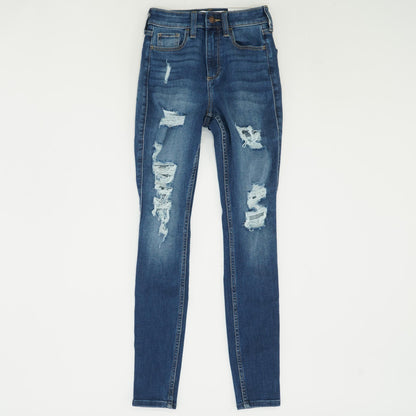 Blue Solid High Rise Skinny Leg Jeans