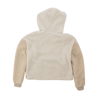 Beige Color Block Hoodie Pullover