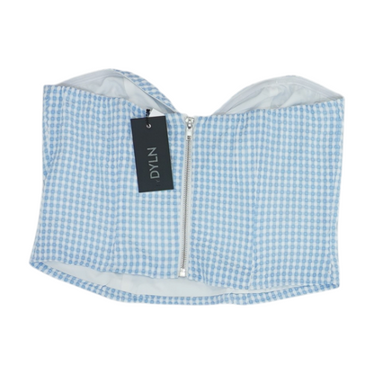 Blue Check Cropped Blouse