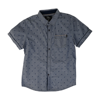 Blue Print Short Sleeve Button Down