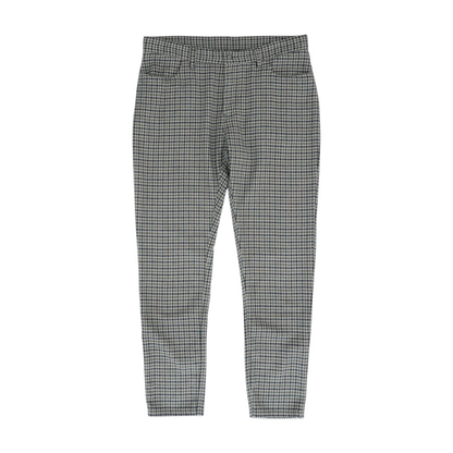 Gray Plus Size Check Straight Pants