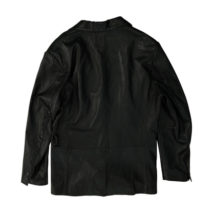 Black Solid Leather Jacket