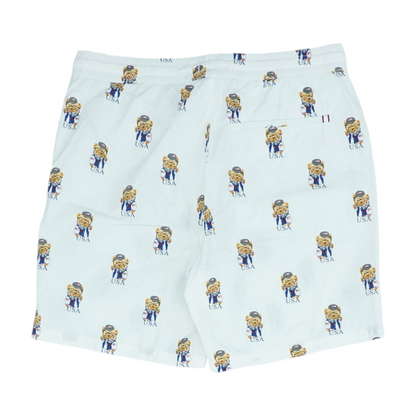 White Graphic Chino Shorts