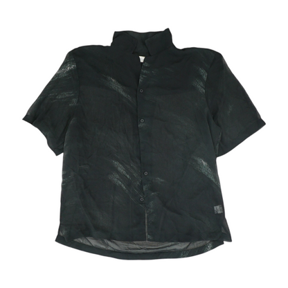Black Print Short Sleeve Button Down
