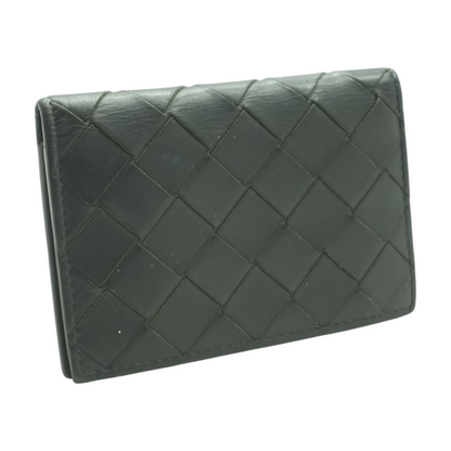 Black Intrecciato Weave Leather Wallet