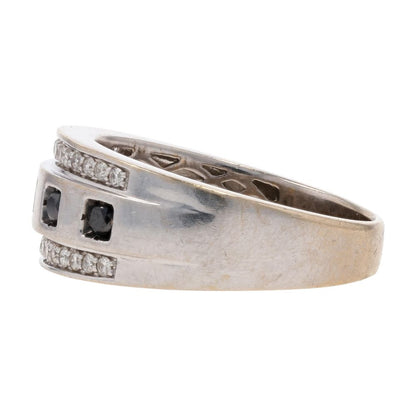 1/3 Ct 10K White Gold Black Stone And Diamond Band
