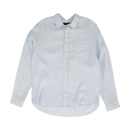Blue Solid Long Sleeve Button Down