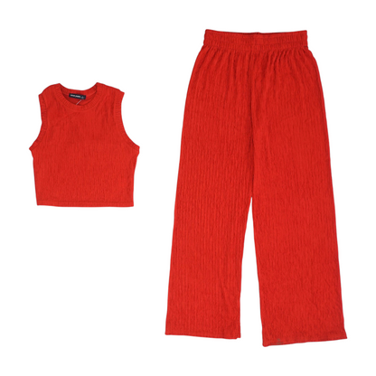 Red Solid Pant Set