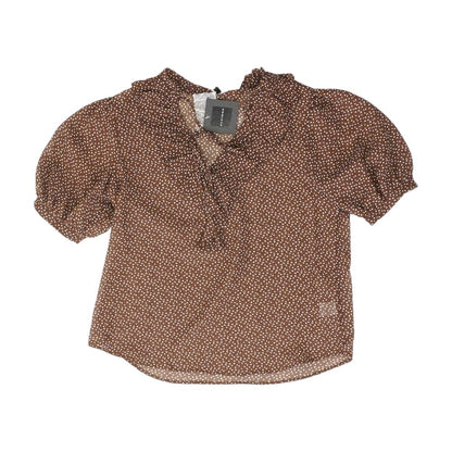 Brown Hearts Short Sleeve Blouse