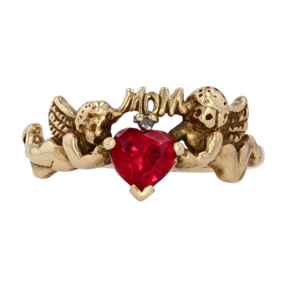 10K Yellow Gold Red Stone Fashion Ring