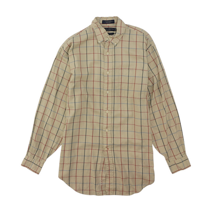 Beige Check Long Sleeve Button Down
