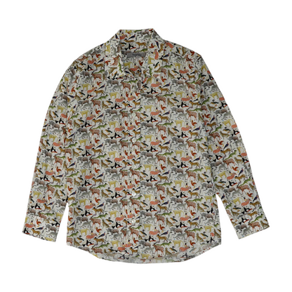 Ivory Graphic Long Sleeve Button Down