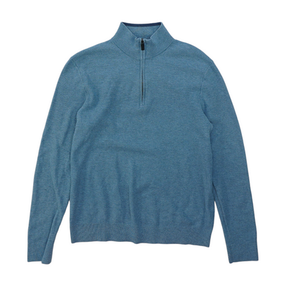 Blue Solid 1/4 Zip Pullover