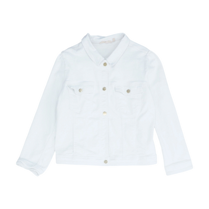 White Solid Denim Jacket