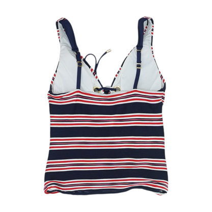 Navy Striped Swim Top