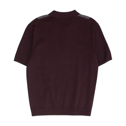 Burgundy Color Block Short Sleeve Polo