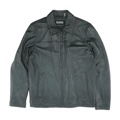 Black Solid Leather Jacket
