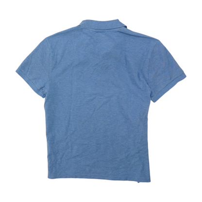 Blue Solid Short Sleeve Polo