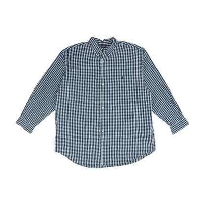 Navy Tall Plaid Long Sleeve Button Down