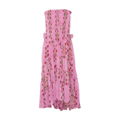 Pink Floral Midi Dress