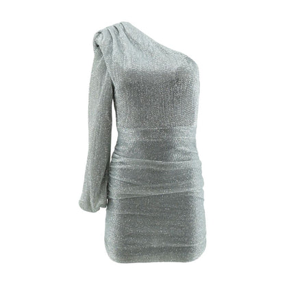 Silver Solid Midi Dress