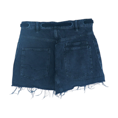 Black Solid Denim Shorts