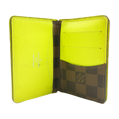 Yellow Leather Damier Ebene Canvas