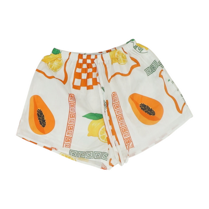 White Print Active Shorts