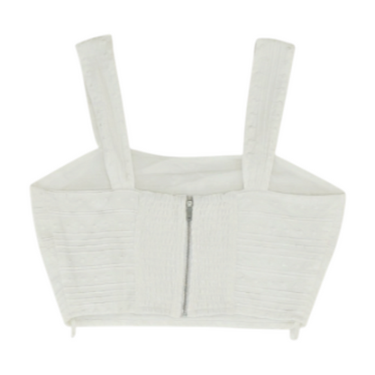 White Striped Cropped Blouse