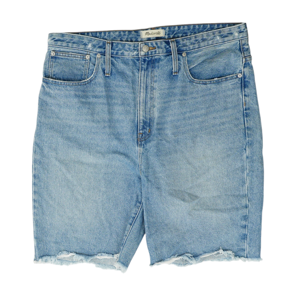 Blue Solid Denim Shorts