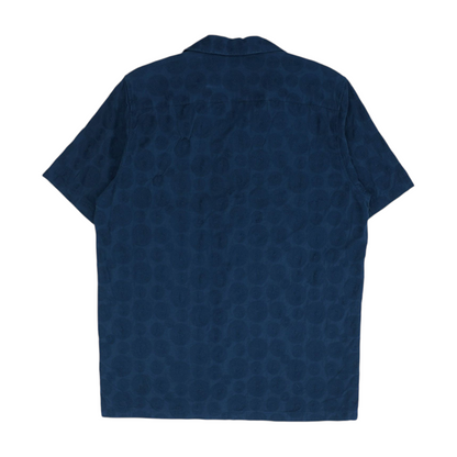 Navy Polka Dot Short Sleeve Button Down