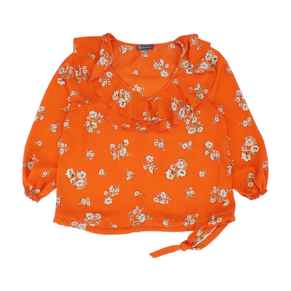 Orange Floral Blouse