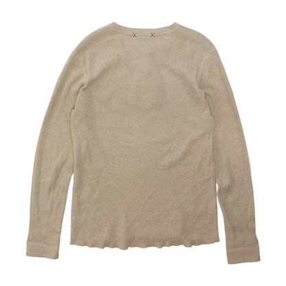 Beige Solid Henley T-Shirt