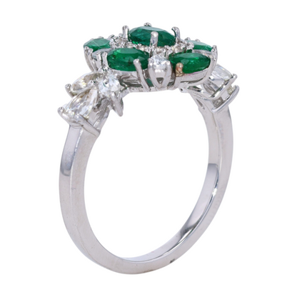Sterling Silver Emerald Fashion Ring