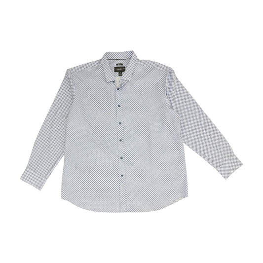 Blue Polka Dot Long Sleeve Button Down