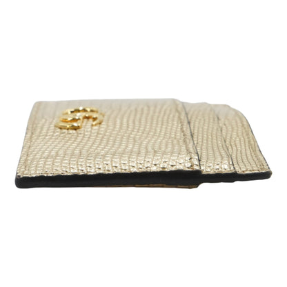 Metallic Gold Laminated Lizard GG Marmont Card Case