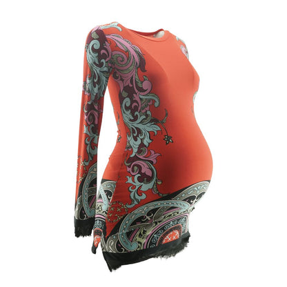 Red Graphic Maternity Mini Dress