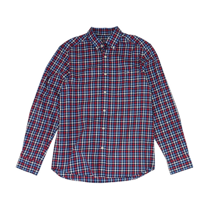 Navy Plaid Long Sleeve Button Down