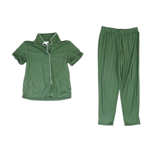 Green Solid Pajama Set
