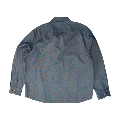 Blue Solid Long Sleeve Button Down
