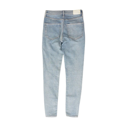Blue Solid Mid Rise Skinny Leg Jeans
