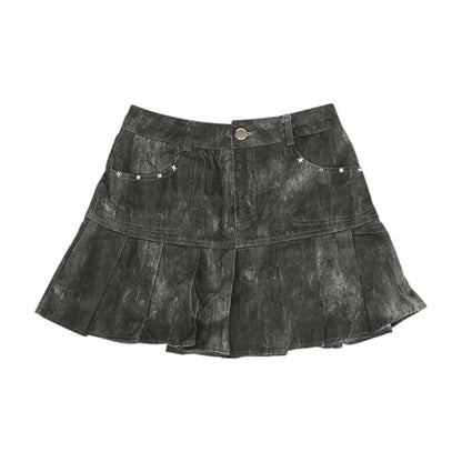 Gray Solid Mini Skirt