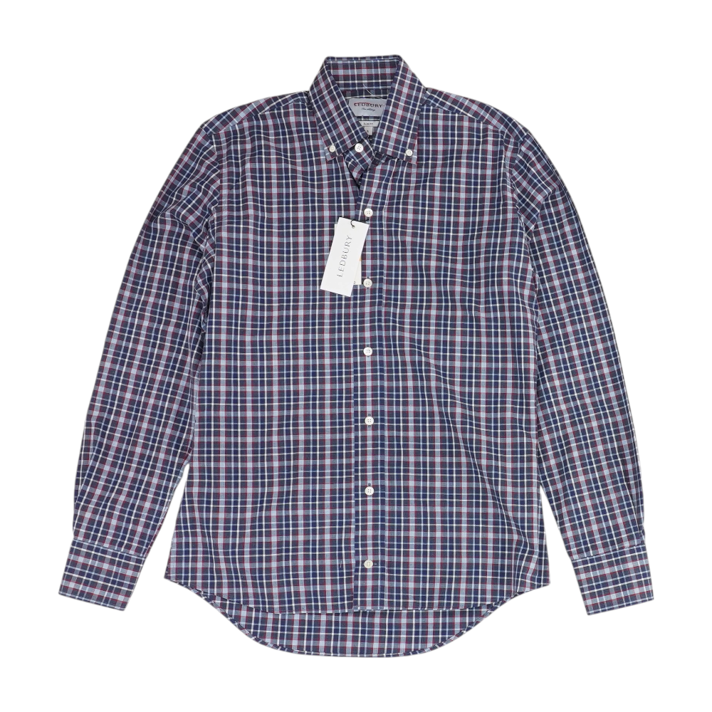 Navy Plaid Long Sleeve Button Down