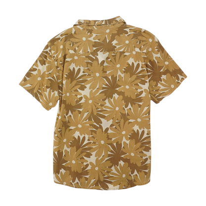 Brown Floral Short Sleeve Button Down