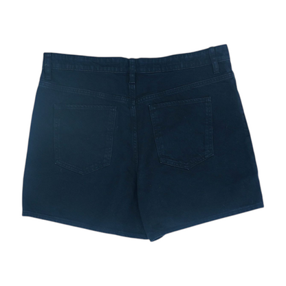 Black Solid Denim Shorts