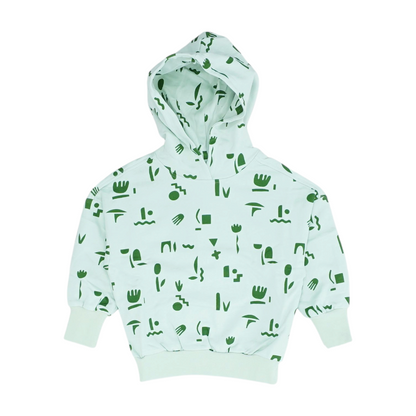 Green Print Hoodie Pullover